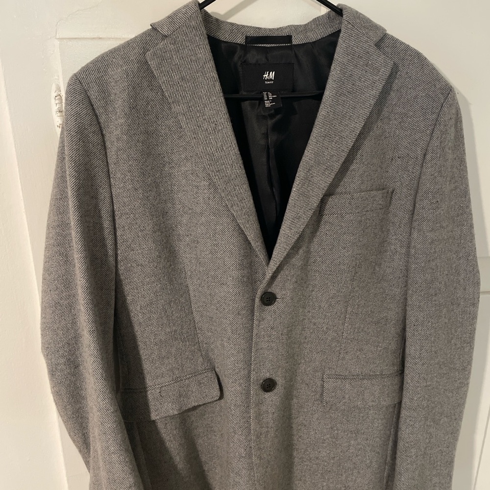 H&M Gray Men's Slim Fit Wool Blend Blazer - Never Worn!
